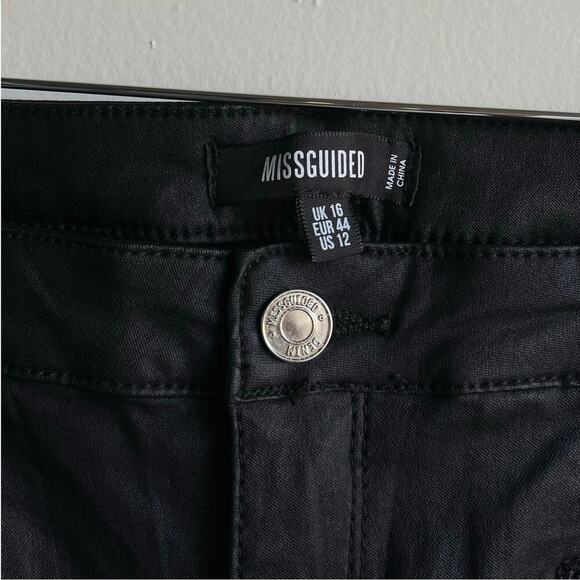 Missguided Moto coated vice skinny jeans in black with zip details size 12 $45 - Picture 8 of 12